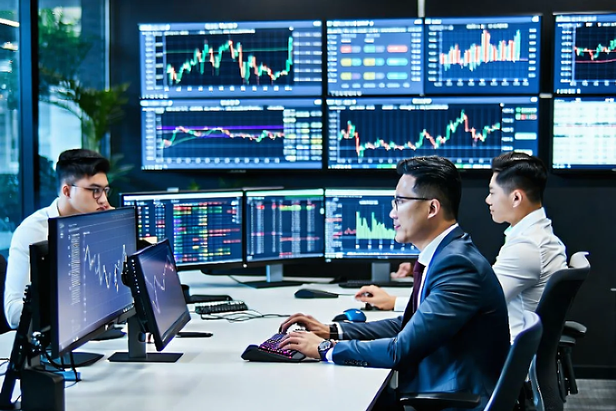 Đội ngũ 181BET Vietnam đang làm việc trong một văn phòng hiện đại, với màn hình hiển thị dữ liệu thị trường và chiến lược địa phương hóa, thể hiện sự chuyên nghiệp và cam kết với thị trường Việt Nam, tập trung vào đổi mới và dịch vụ