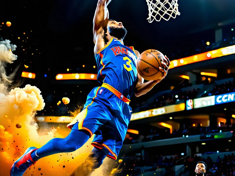 Hình ảnh một trận đấu bóng rổ NBA kịch tính, cầu thủ đang úp rổ, thể hiện sự năng động và tốc độ, mang đến trải nghiệm cá cược thú vị tại 181BET