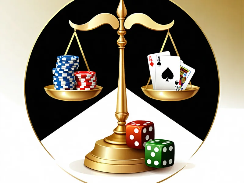 Biểu tượng công bằng và minh bạch, với các con xúc xắc hoặc quân bài được cân bằng, đảm bảo tính công bằng cho người chơi 181BET Việt Nam.