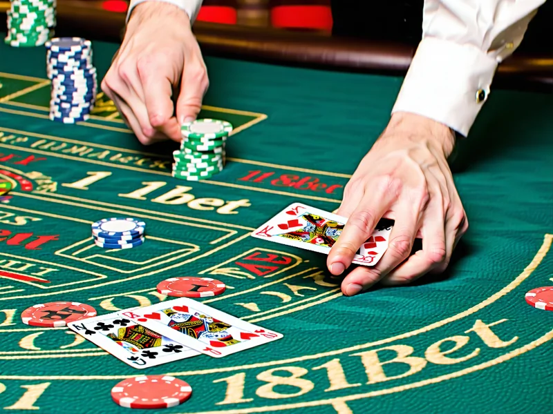Bàn Blackjack trực tuyến với người chia bài và người chơi đang đặt cược