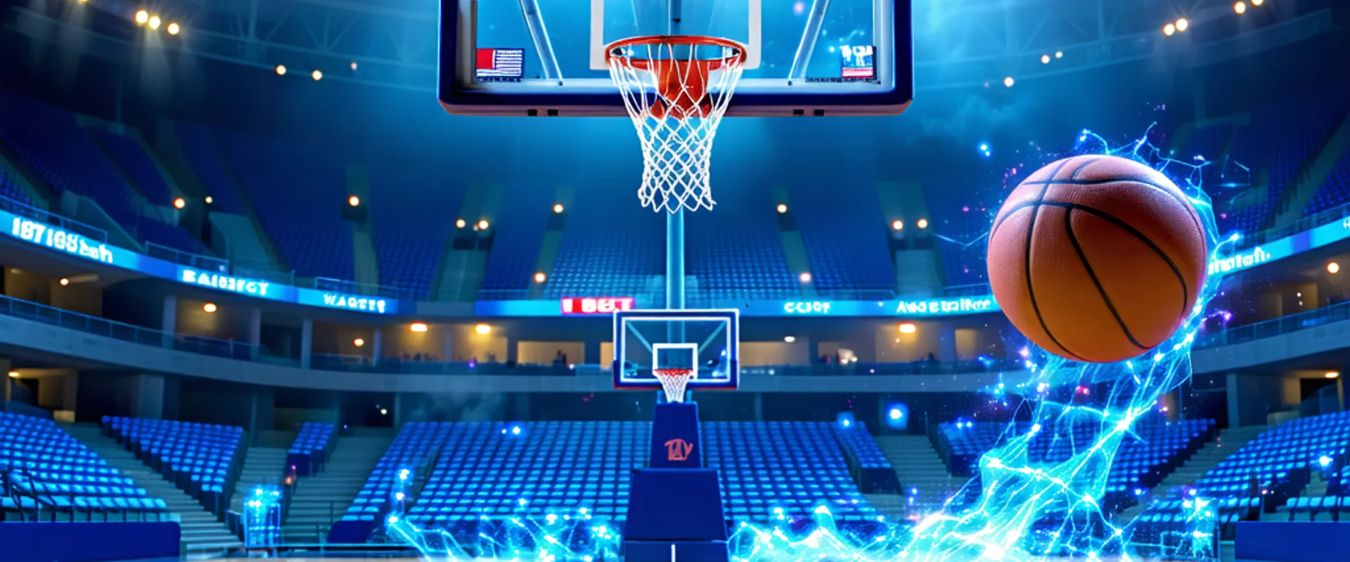 Sân bóng rổ với logo 181BET và các biểu tượng phân tích dữ liệu, thể hiện sự chuyên nghiệp của 181BET Vietnam trong dự đoán bóng rổ