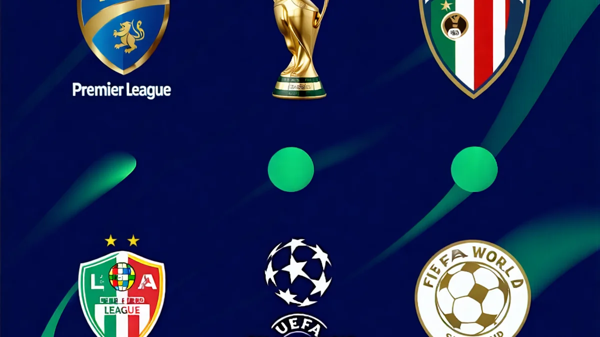 Tổng quan các giải đấu bóng đá lớn được 181BET phân tích, bao gồm logo các giải như Premier League, La Liga, Champions League