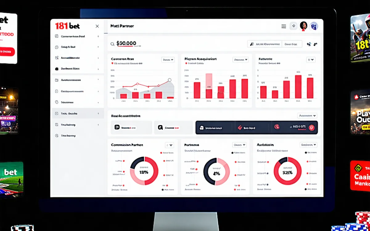 Hình ảnh minh họa các công cụ tiếp thị số hiện đại, bao gồm banner, biểu đồ phân tích và giao diện quản lý chiến dịch của 181BET