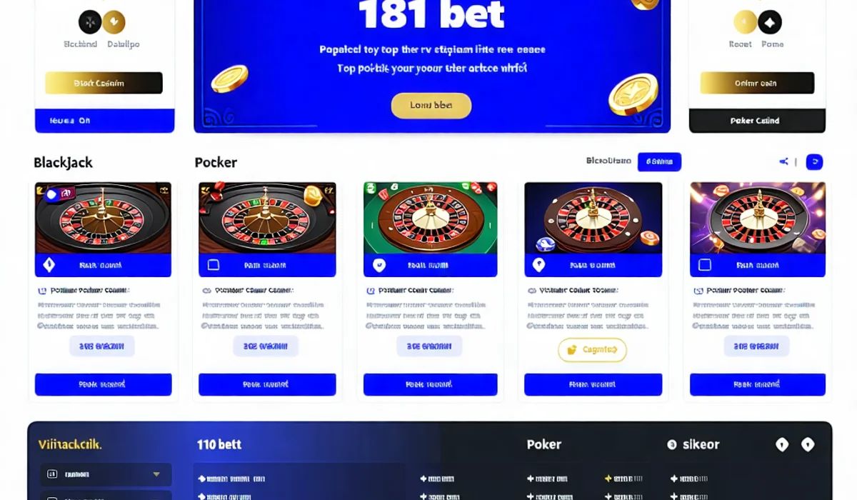 Giao diện nền tảng 181BET Vietnam với các trò chơi casino trực tuyến