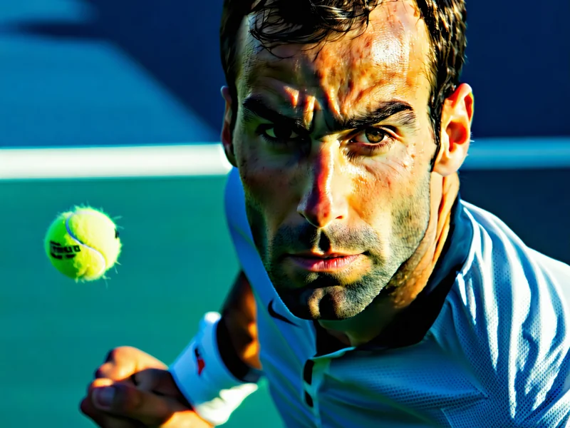 Hình ảnh một tay vợt tennis đang tập trung cao độ, tượng trưng cho sự phân tích chuyên sâu về phong độ và yếu tố cá nhân tại 181BET