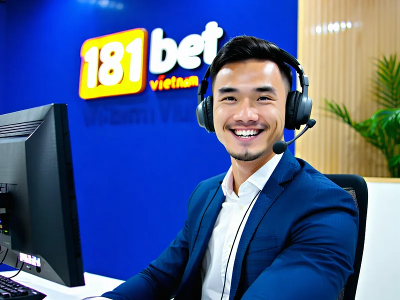 Hình ảnh một nhân viên hỗ trợ khách hàng của 181BET Vietnam đang tư vấn qua tai nghe, thể hiện dịch vụ hỗ trợ chuyên nghiệp và tận tâm